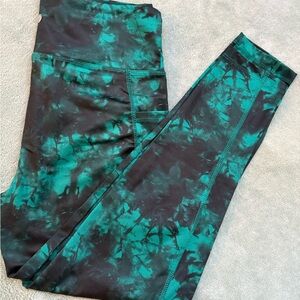 Bally Green and Black Tie-Dye Leggings